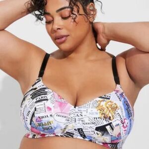 TORRID Curve Dream Wire Free Lightly Lined Everyday Bra Size 40D White Newspaper